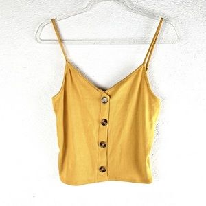 HEART HIPS | 💛 Goldenrod Yellow Button-Up Spaghetti Strap Cami Tank Top✨NWOT!✨
